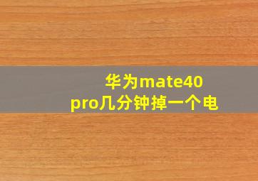 华为mate40 pro几分钟掉一个电